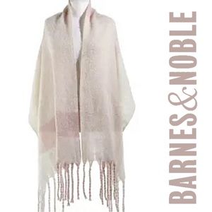 Barnes & Noble 📖 Soft Pink & White Plaid Reading Shawl/Scarf